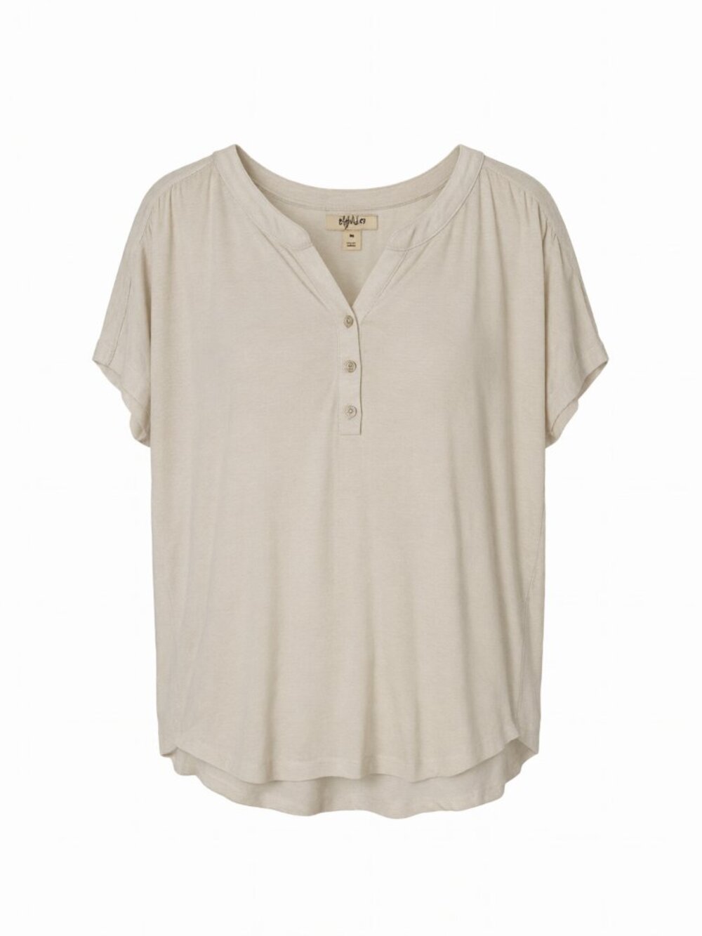 Style & Co Women's Short Sleeve Henley Top M